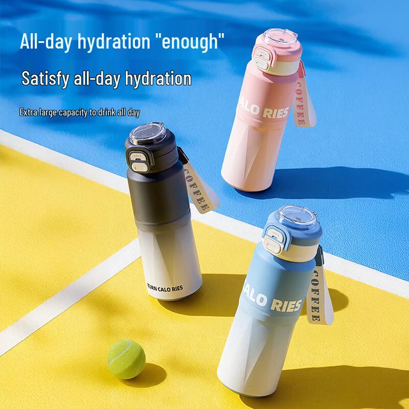 LINGCHEN Gradient Blue Sports Insulated Water Bottle 800ml