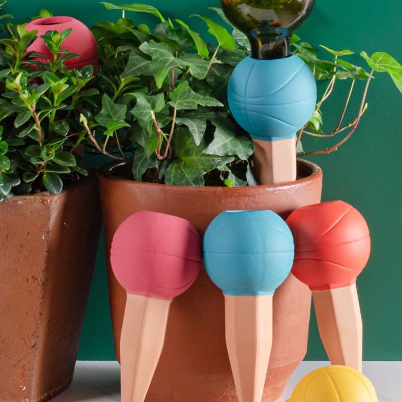 4Pcs Plant Self Watering Spikes Basketball Plant Watering Globes Insert Terracotta Watering Spikes Automatic Plant Waterer