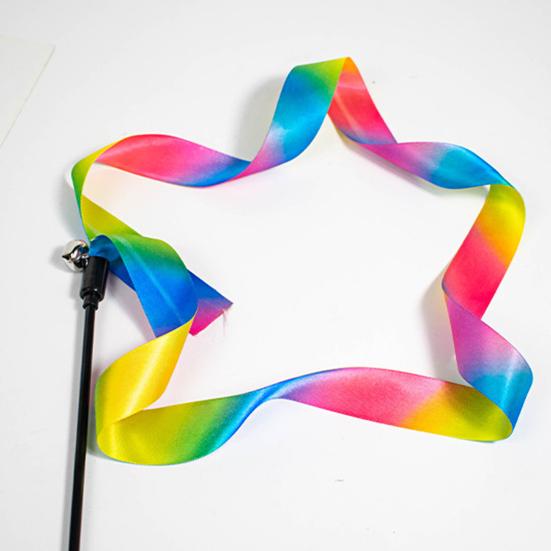 Bell Interactive Colorful Ribbon Cute Cat Toy Funny Rod Teaser Wand Cat Supplies