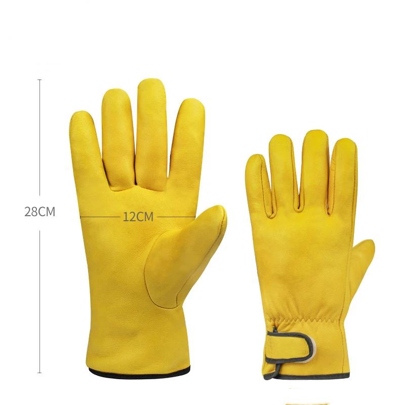 1 Pair Sheepskin Leather Work Gloves Safety Wearproof For Welding Gardening Bike Riding
