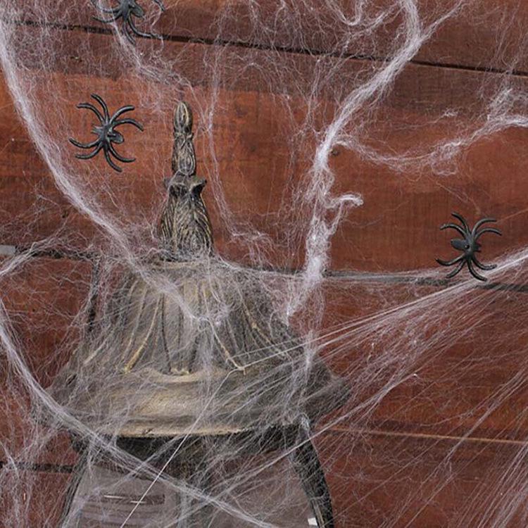 300g Cotton & 60 Spider Decorations: Haunted House Halloween Web Film Set