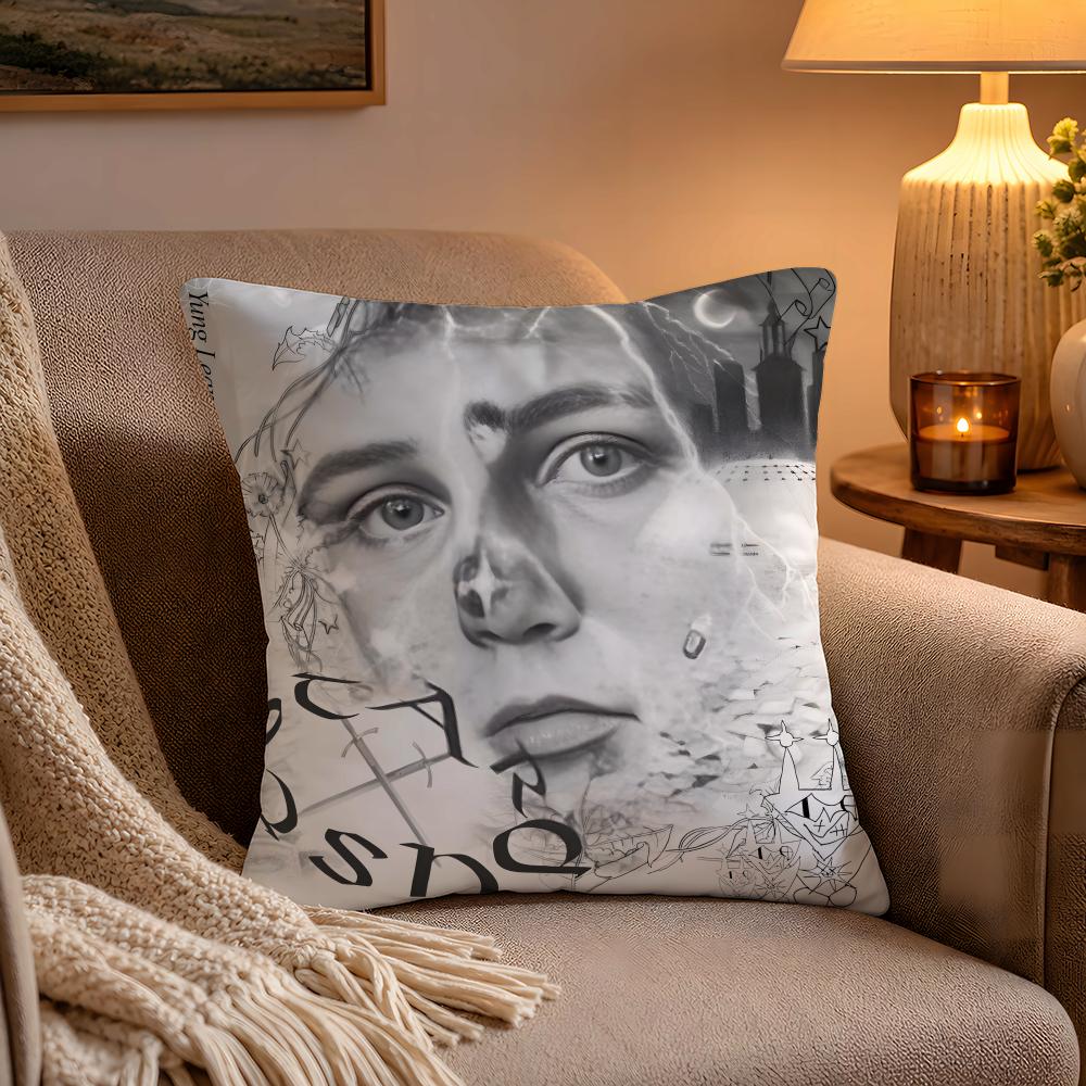 Rapper Singer Yung Lean Cushion Cover Soft Plush Cushion Cover Double Print And Invisible Zipper For Sofa Home Car Use