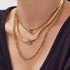 Stylish European & American Double Layer Zirconia Flower Necklace & Stainless Steel Bracelet Jewelry Set for Women