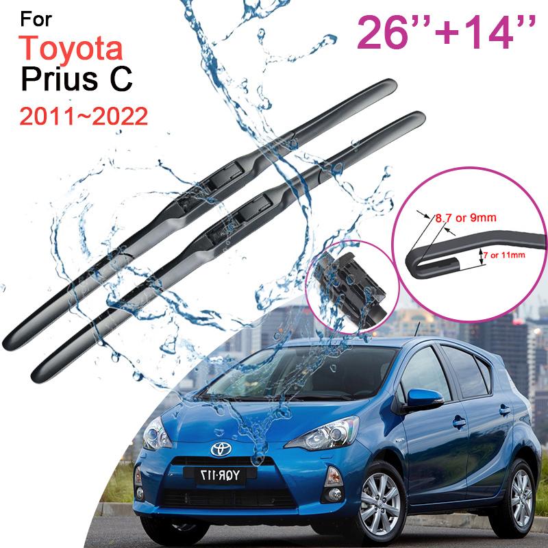 Car Front Windshield Wiper Blades for Toyota Prius C Aqua NHP10 2011 2012~ Model Frameless Rubber Snow Scraping Accessories