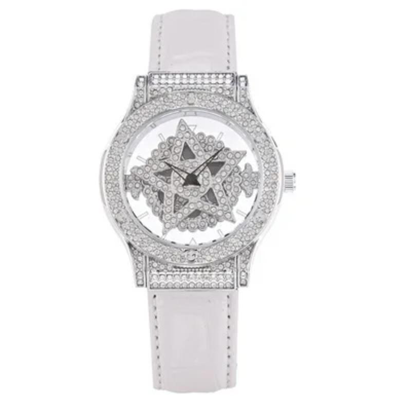UTHAI L99 Women's Watch Wheel 360 ° Rotation Five Star Hollow Full Diamond Luxury Full Sky Star Waterproof Female Clock Watches