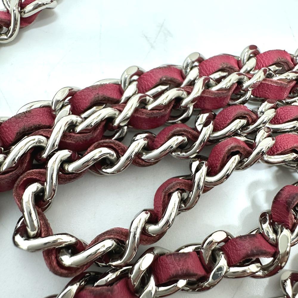 CHANEL CC Mark Round Chain Shoulder Bag Lambskin Leather pink