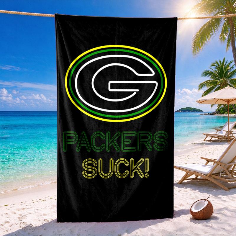 Green Bay Packers Quick-drying soft and absorbent beach towel—perfect for beach trips swimming outdoor camping and travel an essential beach item