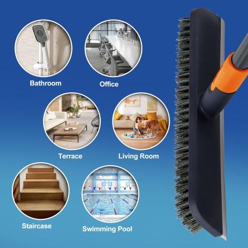 CLEANHOME Deck Brush, Bath Brush, Tile Brush, Extendable 94-130cm, Cleaning Supplies for Bath, Bathroom, Balcony, Entryway, Floor, and Garden Use (Gra