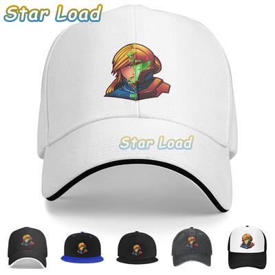 Moda Serin Beyzbol Kapaklar Kamyon Şoförü Şapkaları Kovboy Doruğa Kap Supre Metroid Logo Samus Aksiyon Oyunu Güneş Gölge Şapkalar Oyun Lover için