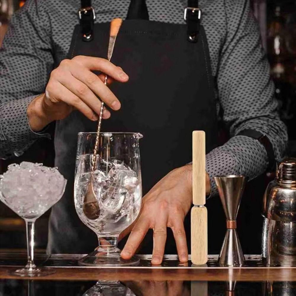 Stainless Steel Ice Shaver Wooden Handle Ice Shaper Bar Whiskey Ice Tool Crusher Tool