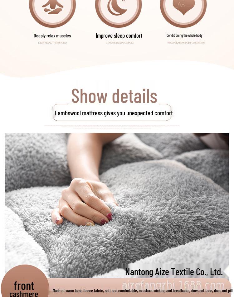 Pluszowy gruby ochraniacz na materac z wełny jagnięcej – Zimowy miękki, dwustronny mata tatami do akademików i domów