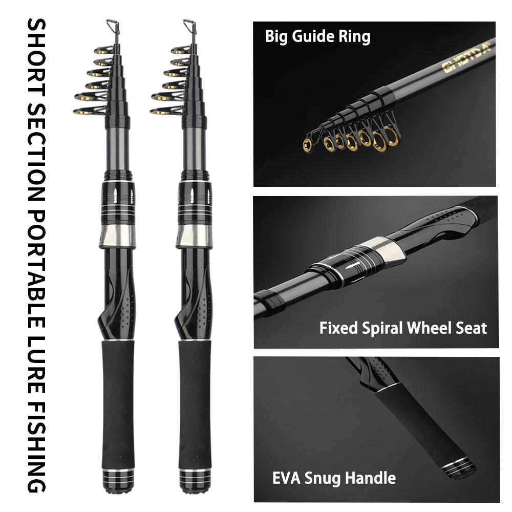 Fishing Rod, Bait Reel Set Telescopic spinning rod with reel, gear ratio 7.2:1, 18+1 bb, foldable design, for predatory fish, right/left-handed use