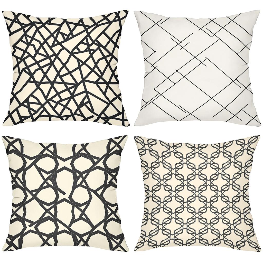 Boho Geometric Line Art Throw Pillow Covers Pattern Cushion Cover Suitable For Sofa Bedroom Car Pillow Cover