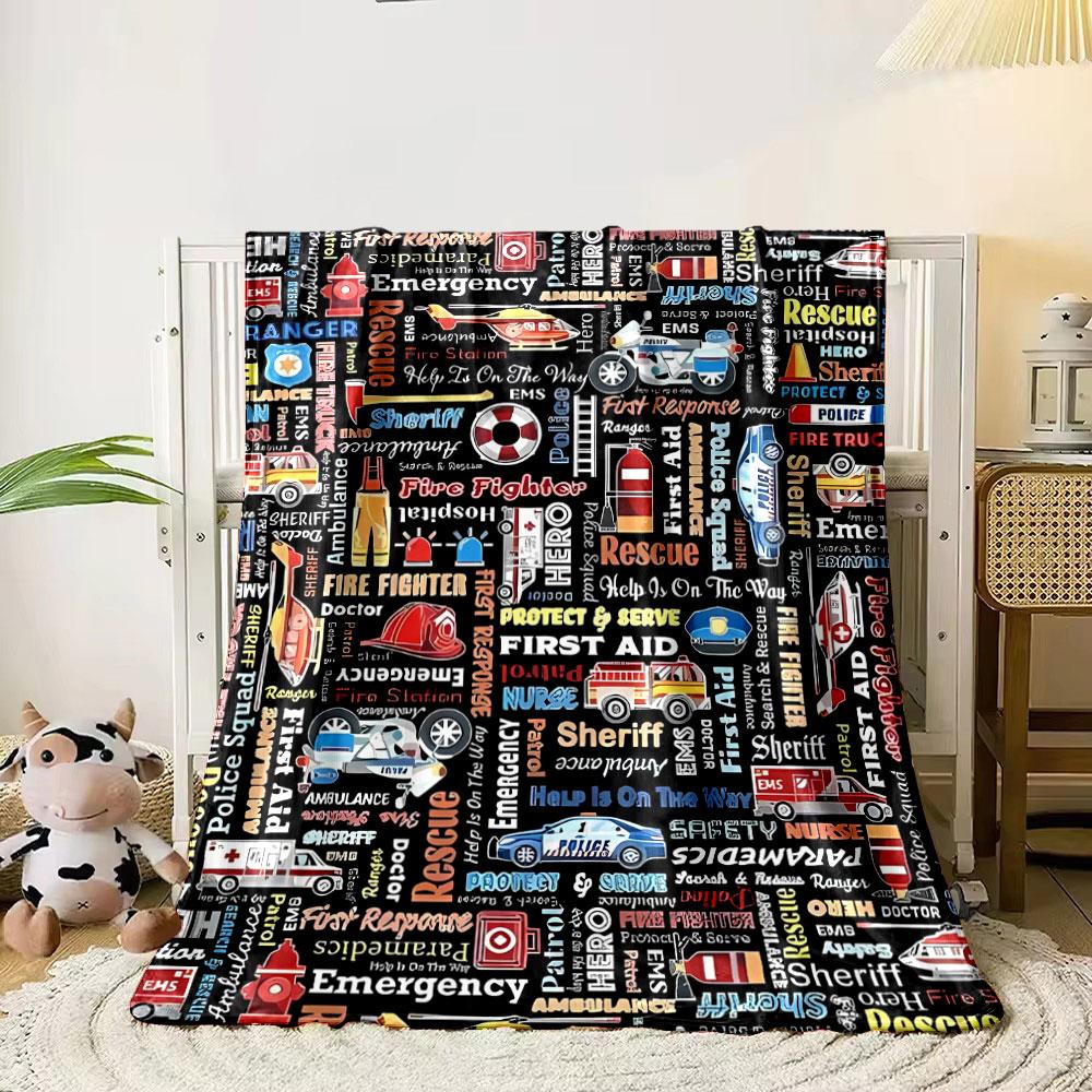 Emergency Rescue Print Blanket Bedroom Blanket for Livingroom Couch Lunch Break Soft Throw for Friend's Festival Gift