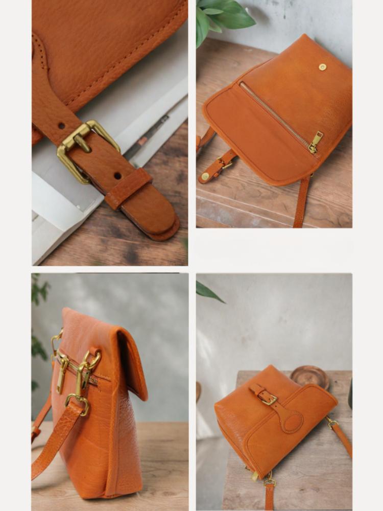 Johnature Retro Texture Women's Bag Genuine Leather Versatile Commuter Shoulder Crossbody Bag