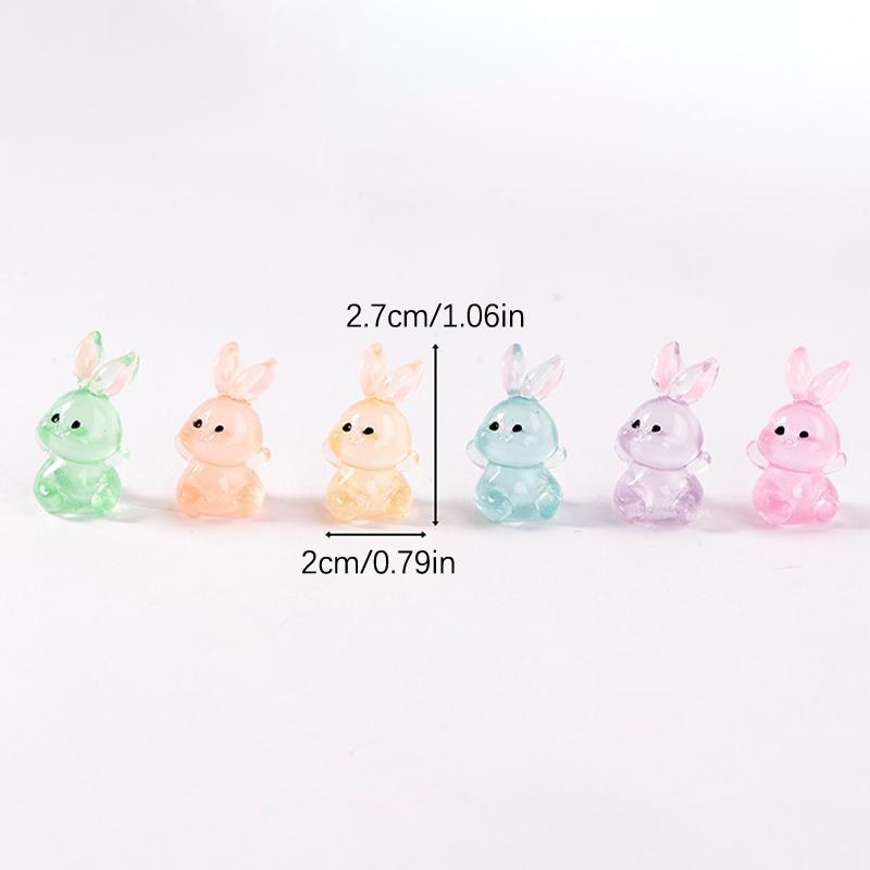 Luminous Little Rabbit Mini Figurine Micro Landscape Decoration Cute Cartoon Miniatures Home Decoration Accessories Gifts