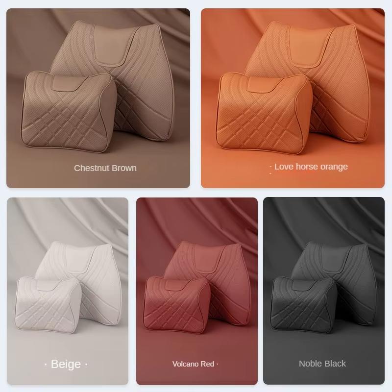 Breathale Car Neck Pillow Protective Leather Auto Lumbar Waist Support Car Headrest Neck Protective Seat Cushion Accessories