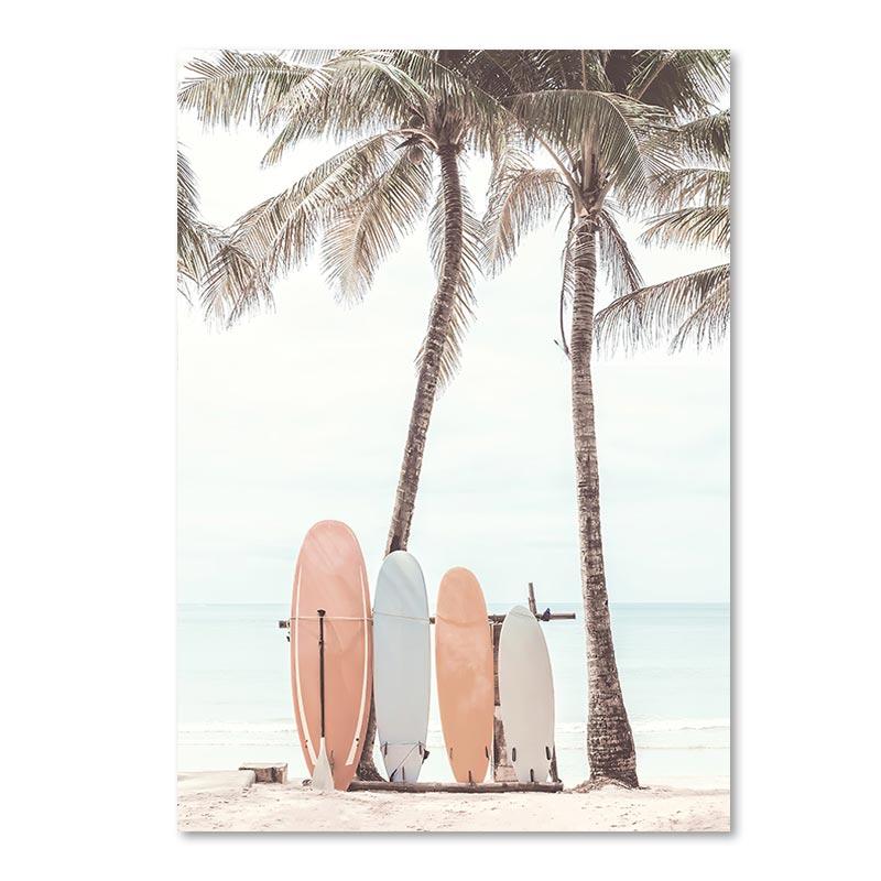 Beach Sea Wave Bridge Starfish Shell Reed Pink Wall Art Canvas Painting Nordic Posters And Prints Picture Living Room Home Decor