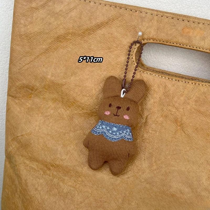 New Cute Headphone Rabbit Keychains Mini Bear Carrots Plush Keyring Cartoon Dog Bee Bag Pendant Charms Backpack