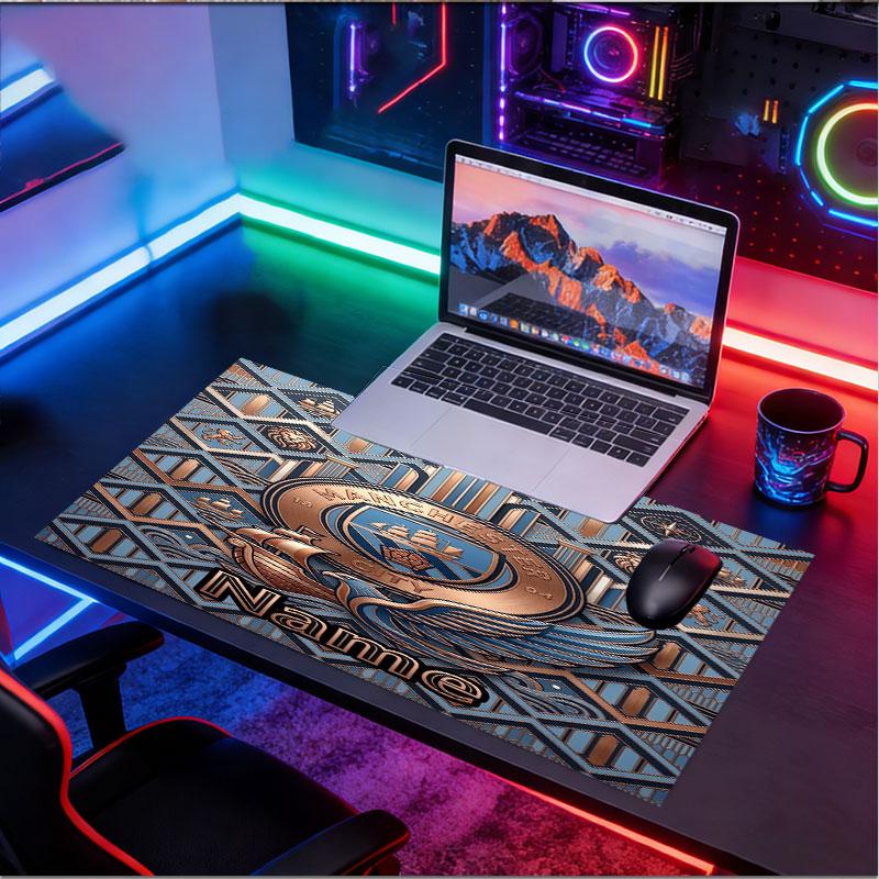 Custom Name Personalized Manchester City Pattern Mousepad, Laptop PC Desk Mat, Decorative Desk Mat for Home Keyboard Pad Gift