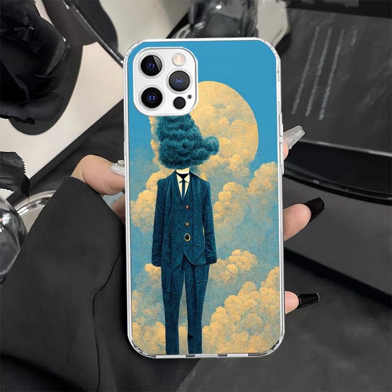 Rene Magritte Art Phone Case for iPhone 11 12 13 Mini 14 15 Plus 16 Pro Max 17 Air 16E 7 8 SE 17ProMax Soft Fundas Cover 11 12 1