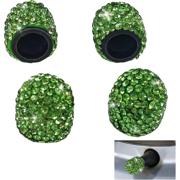 4PCS Rhinestone Tire Valve Caps, Tire Valve Caps, Car Accessories for Women, Anti-Corrosion, Shiny Decoration, AC-6-112 Suitable for All Kinds of