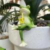 Charming Frog Yard Decor Miniature Figurine Planter Decoration Resin Flower Pot Hugger Plant Garden Statue for Edge Fairy Ornament