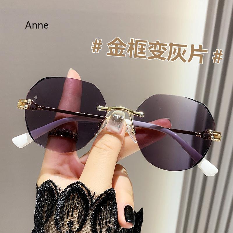 Anti Blue Light High-definition Far Sight Eyeglasses Photochromic Frameless Reading Glasses Fashion Cut Edge Reading Eyewear