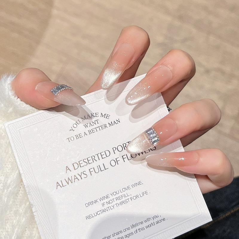 Cat's Eye Wearing Nail Pure Hand-made Nail Piece Fake Nail Wearing Nail Piece Advanced Sense Thin Dog Long