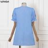 VONDA Women Short Sleeve Ruffle Floral Print Casual A-Line Mini Dress