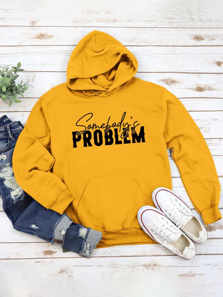 New "SOMEBODY'S PROBLEM" Casual Pullover Hoodie - European & American Style Long Sleeve Top