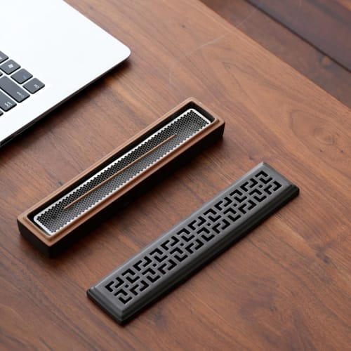 CEREMONY Incense Holder, Horizontal, Safe - Coffin-Style Incense Box with Ash Catcher for Sticks, for Meditation, Yoga, Spa, and Room Decor (Brown)