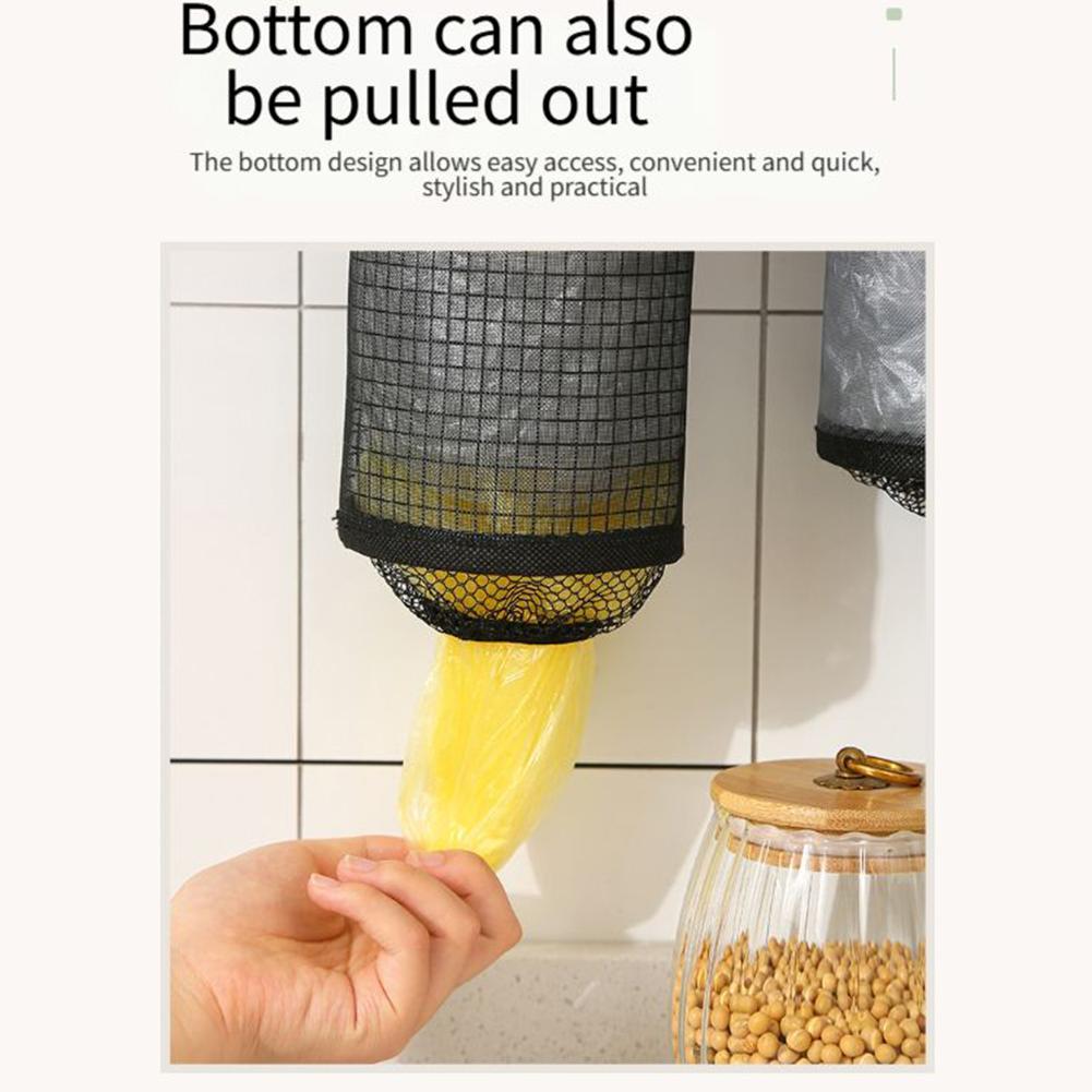 For Kitchen Garbage Bag Dispenser Mesh Storage Container Wall Mounted for Bathroom and Utility Room Organization