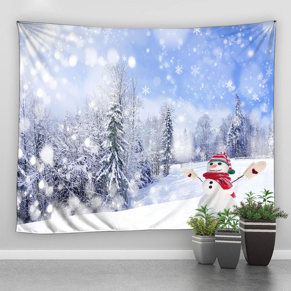 

Winter Wonderland Tapestry Snowy Forest Deer Scene Unique Wall Art for Home Decor Living Room Seasonal Gift 74x94cm(29x37in)