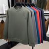 Pierre Cardin Men's Loose Fit Solid Color Air Layer Crewneck Long-Sleeve T-Shirt