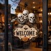 Outdoor Party Decorations Halloween Wooden Welcome Sign, Spooky Skull Frog Crow Witch Door Hanger, Hanging Plaque 2D Wall Sign for Home Decor Creative