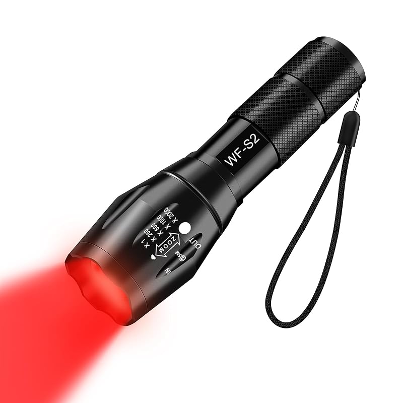 

WINDFIRE red light red light tactical flashlight Type 1 lighting mode, zoom adjustable flashlight IPX4 waterproof high brightness powerful Red light