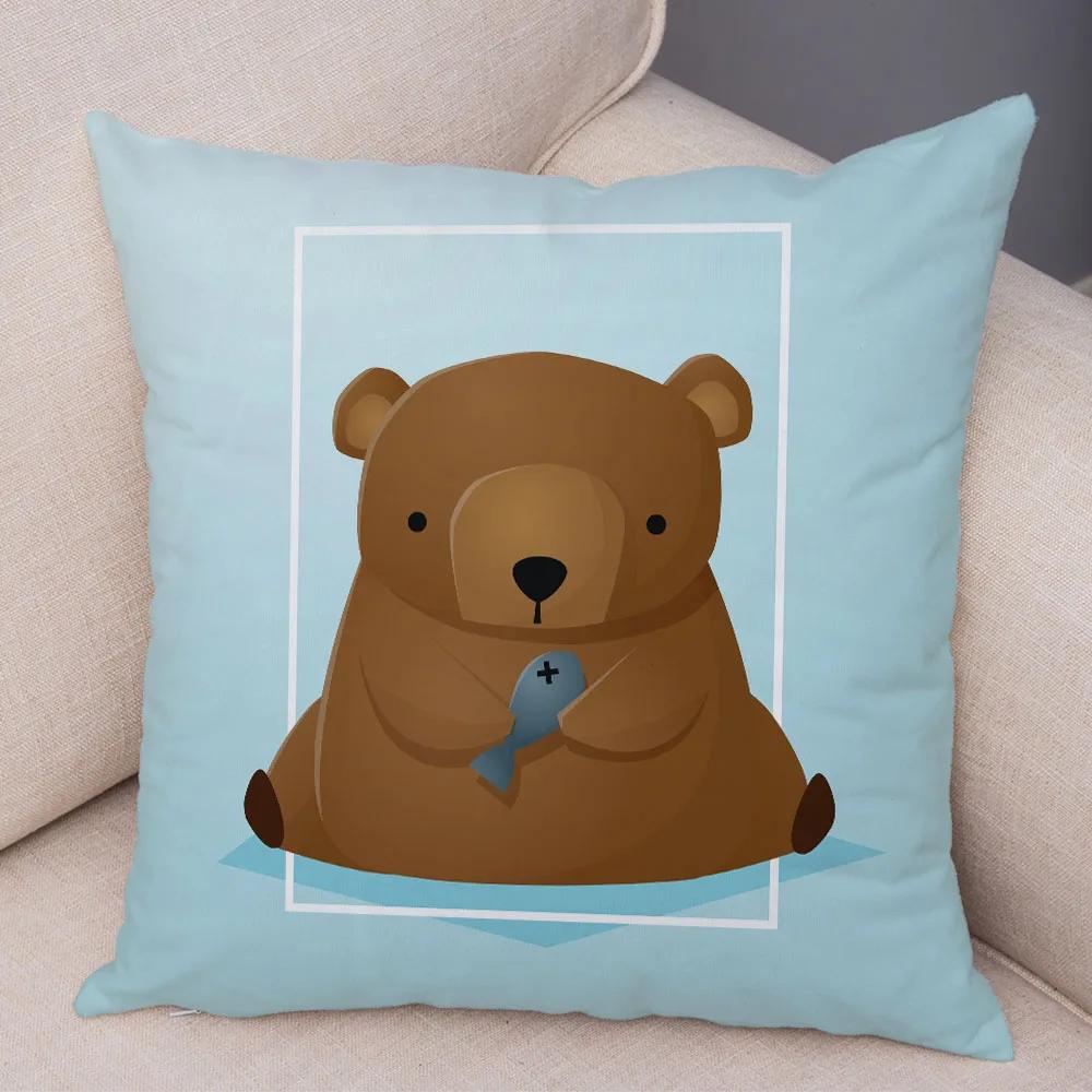 Cute Cartoon Animal Decoration Pillowcase Pig Bear Cow Shark  Sofa Room Cushion Cover Kindergarten Home