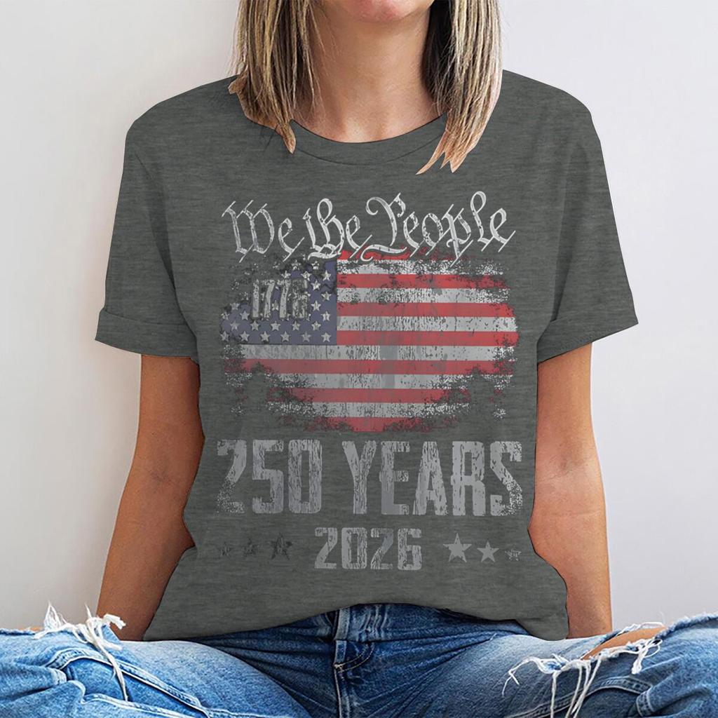 We The People 17762026 Tshirt 250 Years Of Freedom Vintage Usa Flag Graphic Tee Patriotic 4th Of July Casual Unisex Shirt