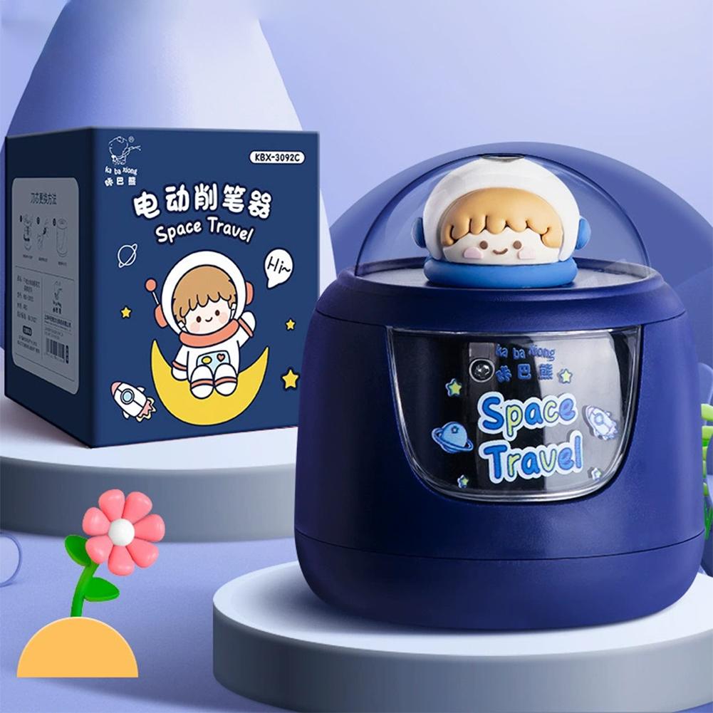 

Fully Automatic Pencil Sharpener Cartoon Cute Portable Electric Pencil Sharpener Students Stationery Study Office Supplies синий