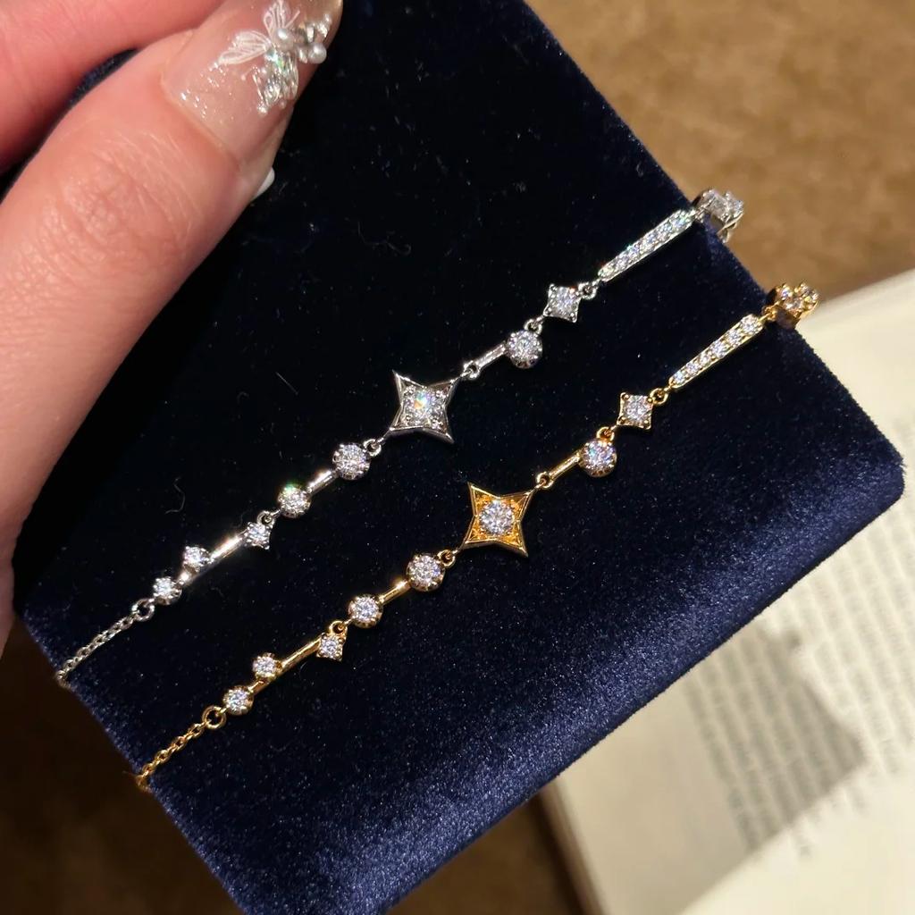 French Exquisite Zircon Star Bracelet Women's Super Shining High Carbon Diamond Star Bracelet Temperament Trendy Star Jewelry