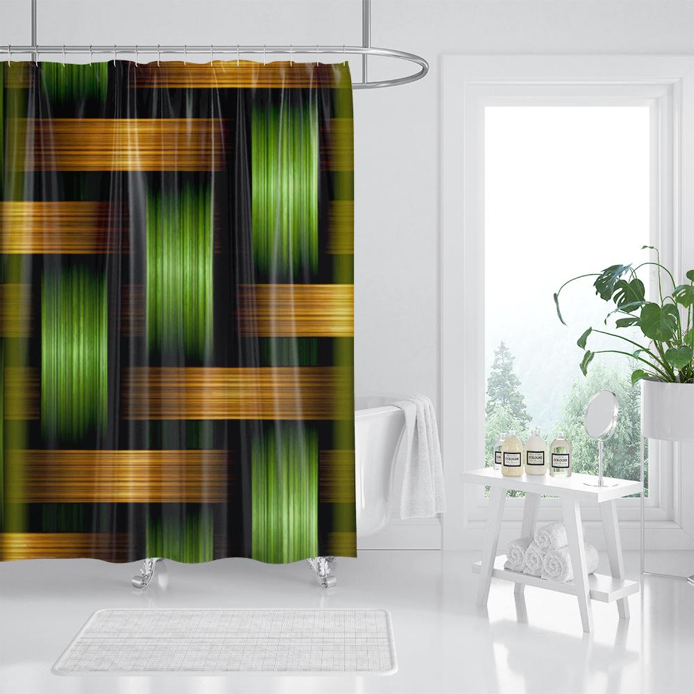 Tende da Doccia con Motivo a Mosaico Blu Tenda da Bagno Impermeabile in Poliestere Geometrica per Bagno Decorazione della Casa Tenda con Ganci