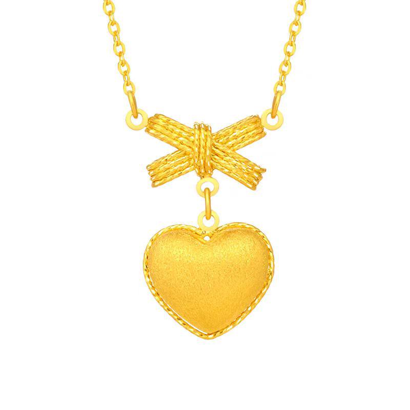 Gold Heart Bow Necklace - Gold Clavicle Chain for Valentine's Day or Qixi Gift