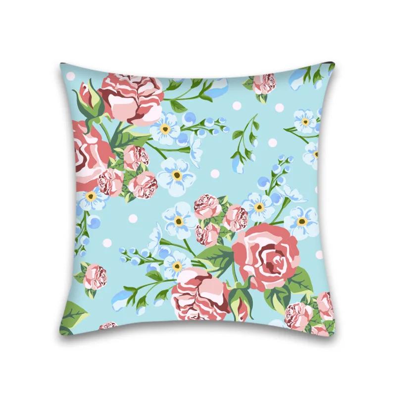 Kissenbezug Heimdeko Sofa Rote Blume Quadratische Dekoration