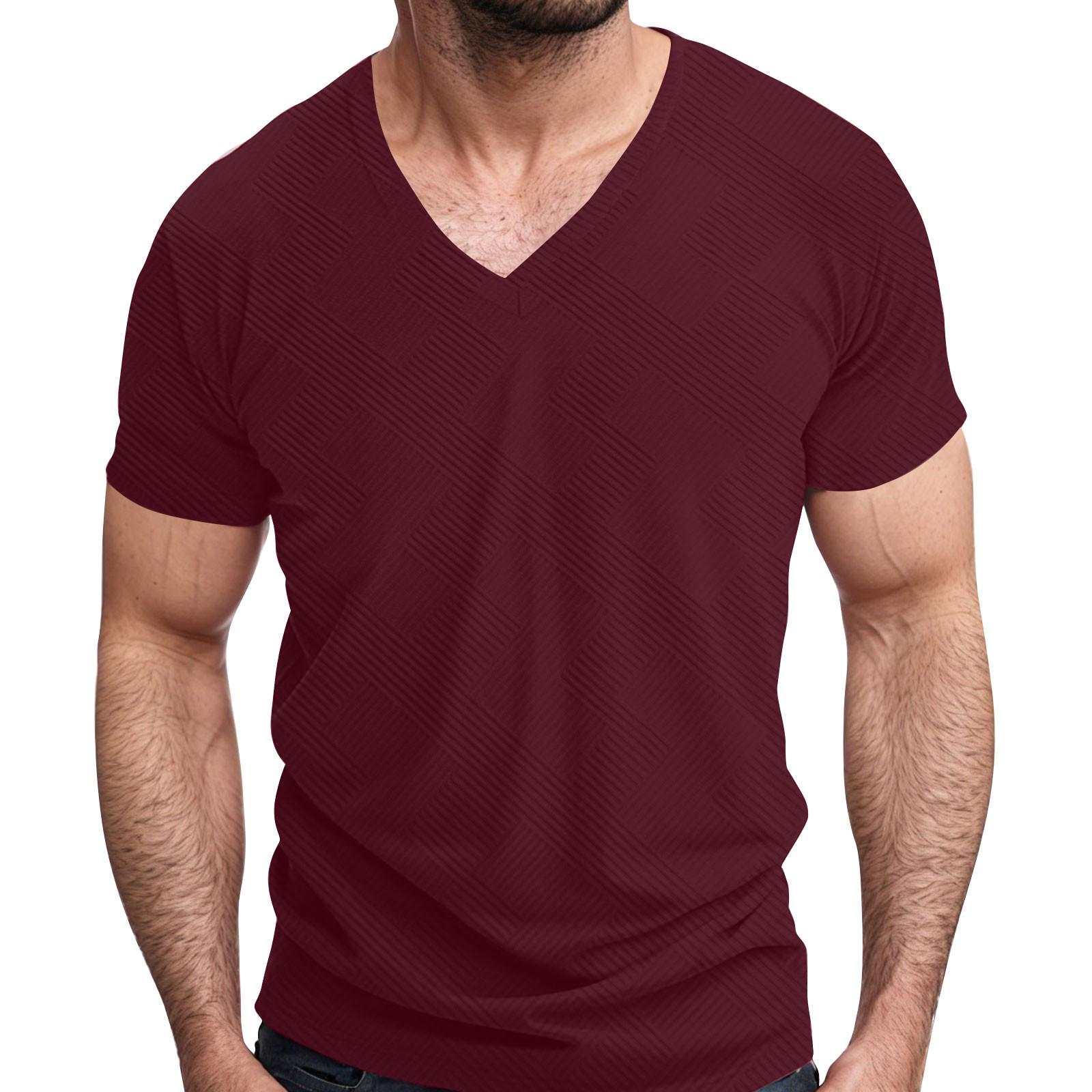 

Мужской повседневный свободный повседневный модный топ с короткими рукавами для отдыха L винный