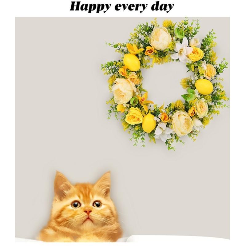 

Yellow Flower Wreath with Lemon Artificial Spring Wreath for Door Farmhouses CHINA