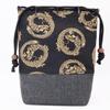 Maruzen Drawstring Bag with Woven Shingen Maruryu Made in 24 x 20 x 7 cm Fabric, Bag, Design, Japan, Black, Approx.