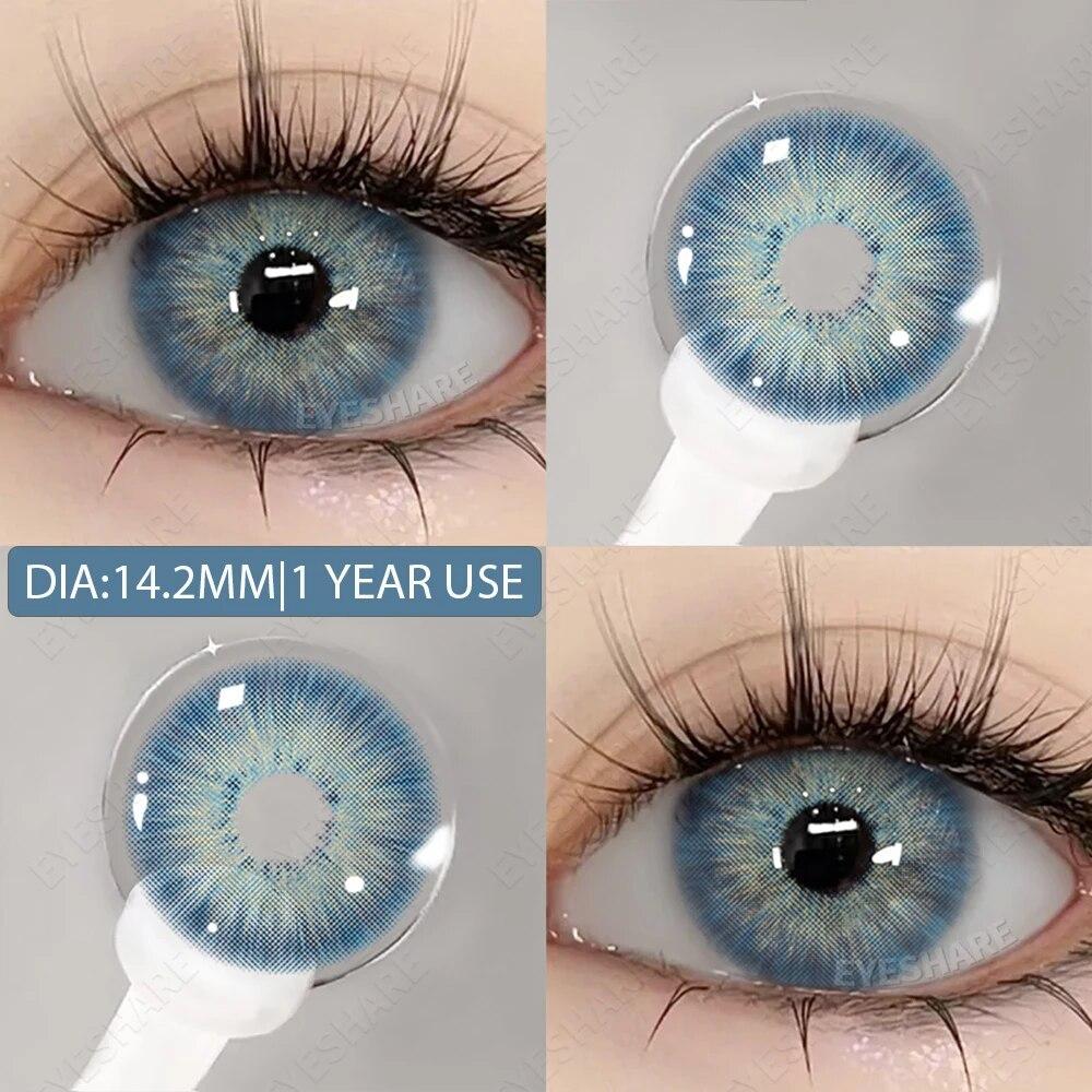AMARA 1pair Colored Contact Lenses Natural Eye Lens Blue Eye Lenses Brown Lenses Gray Pupils Yearly Cosmetic Green Contacts