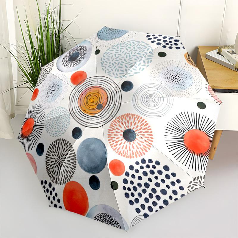 1pc Watercolor Dots Design Folding Umbrella , 8 Ribs Casual Durable Lightweight Portable Travelling Umbrella For Men & Women Yy250728123