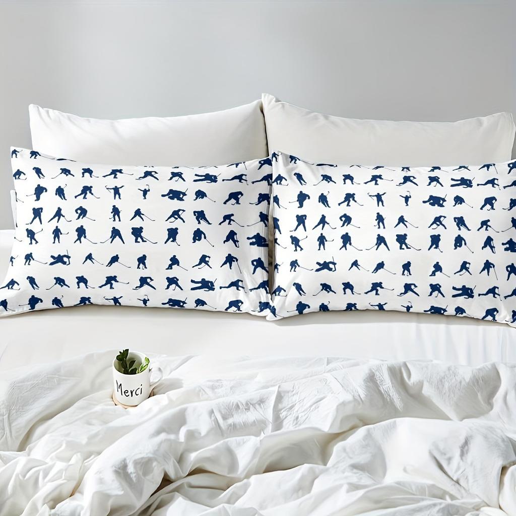 Hockey Sengetøy Sett Ishockey Seng Dynesett Barnas Vintersport Spill Tredelt Sett